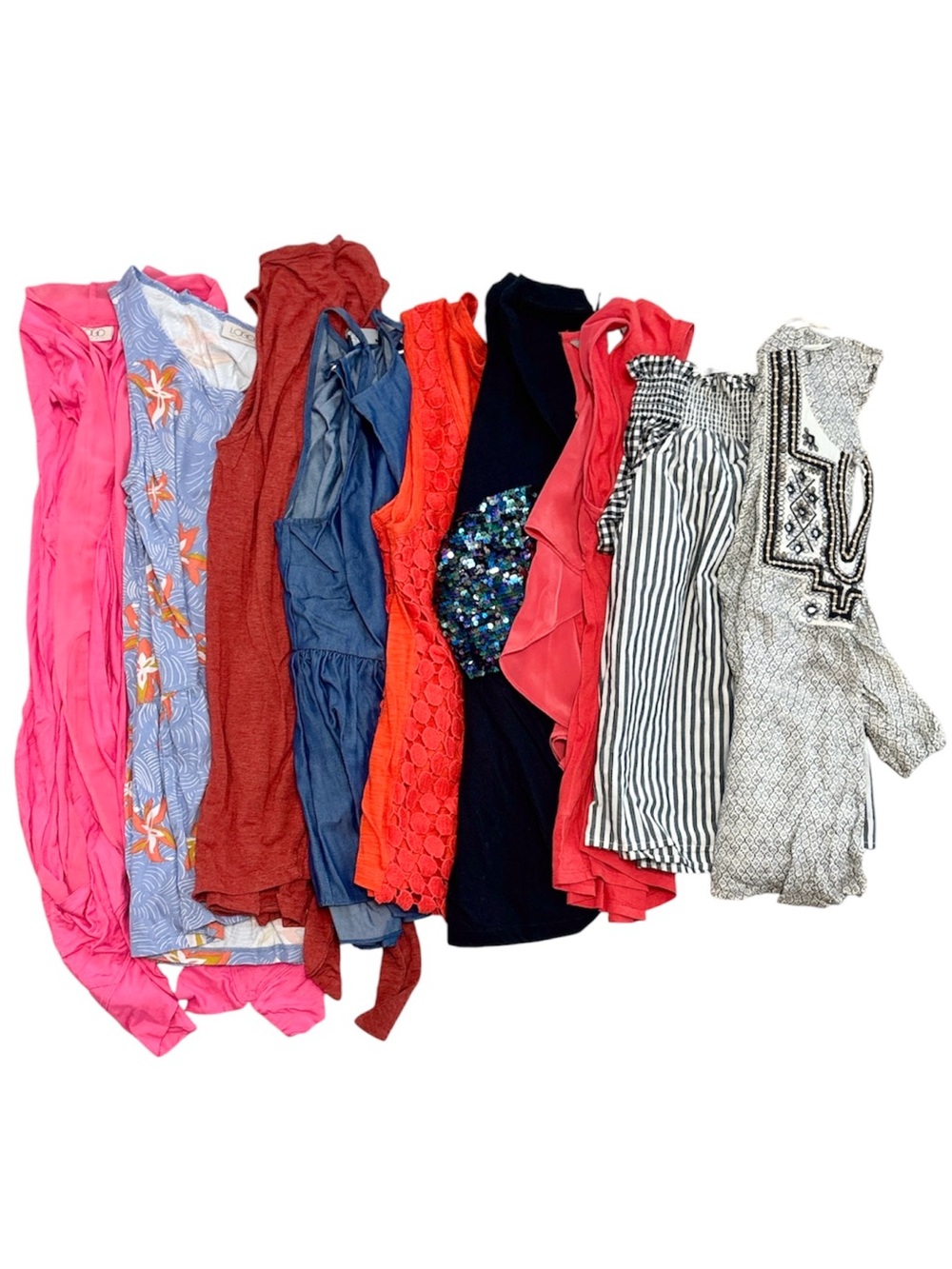 (9 Piece) Womens Clothing Lot Bundle Size XS S Tops Sleeveless Short 3/4 Sleeve